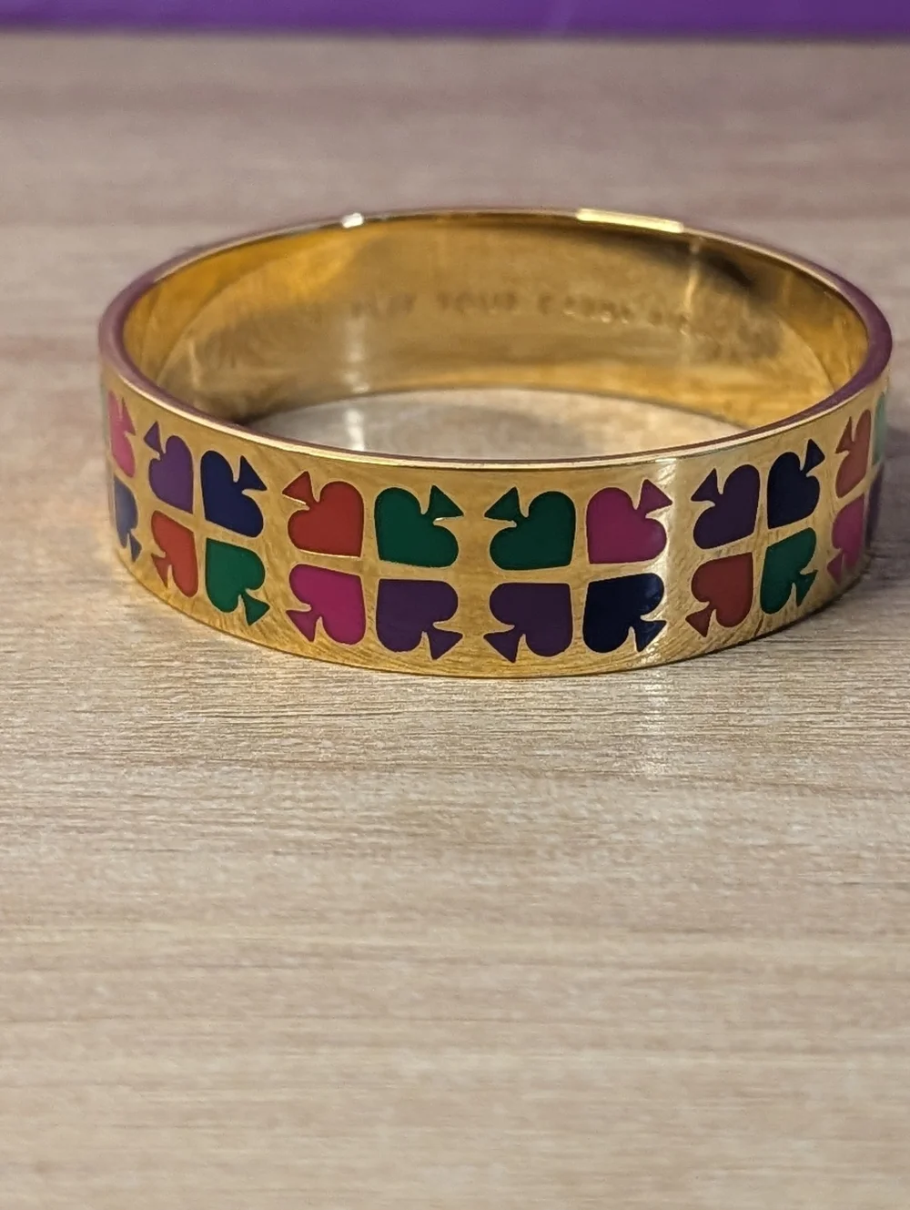 Kate Spade Play Your Cards Right Spaded Bangle Bracelet 💚💜🧡🩷 - Picture 3 of 5